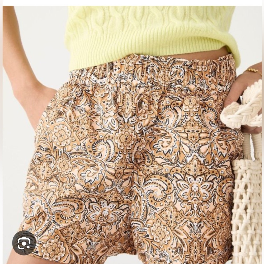 NWT J. CREW PULL ON COTTON POPLIN SHORTS IN ORNATE PAISLEY, XS